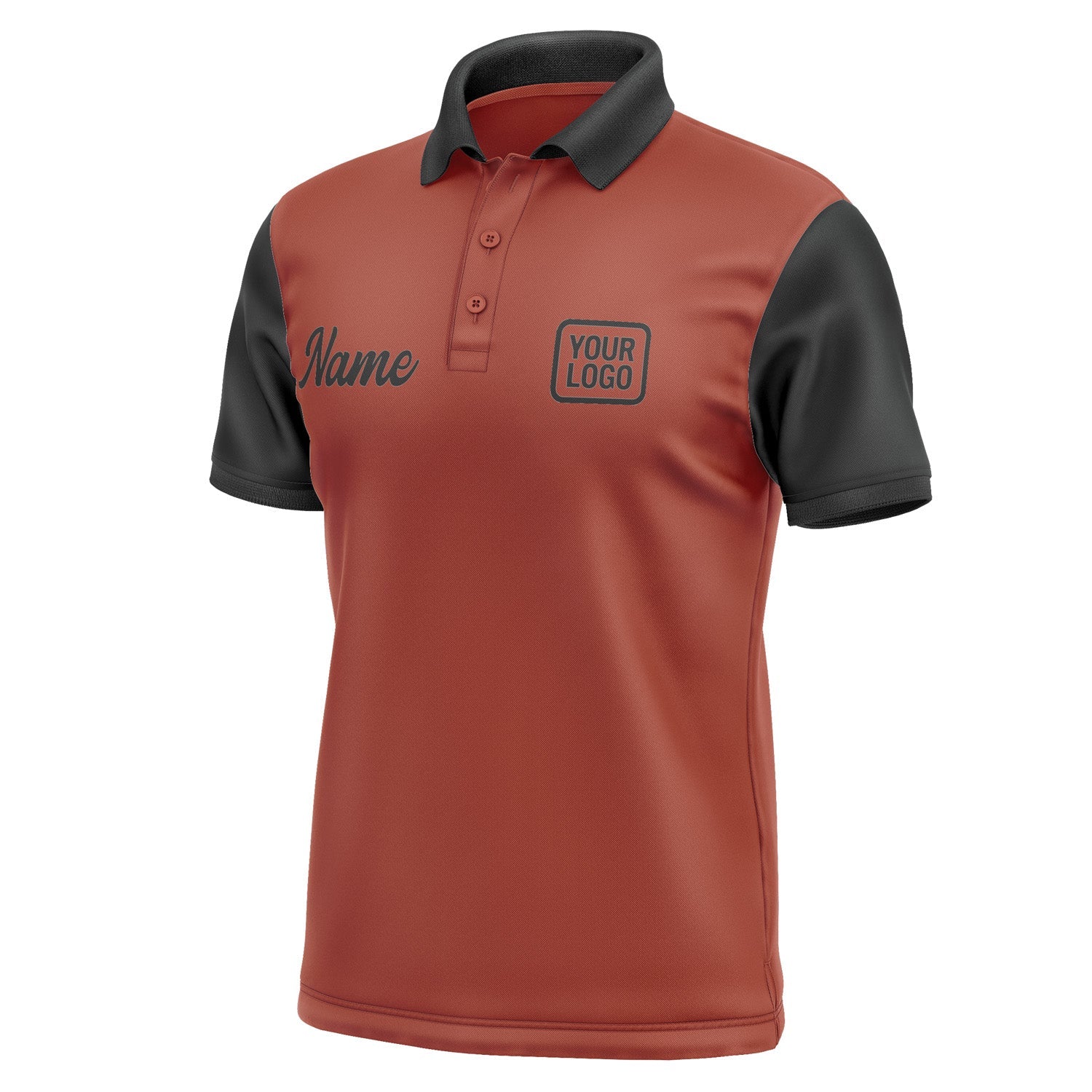 Custom Coral Red Black Short-Sleeve Polo Shirt PO161717B117
