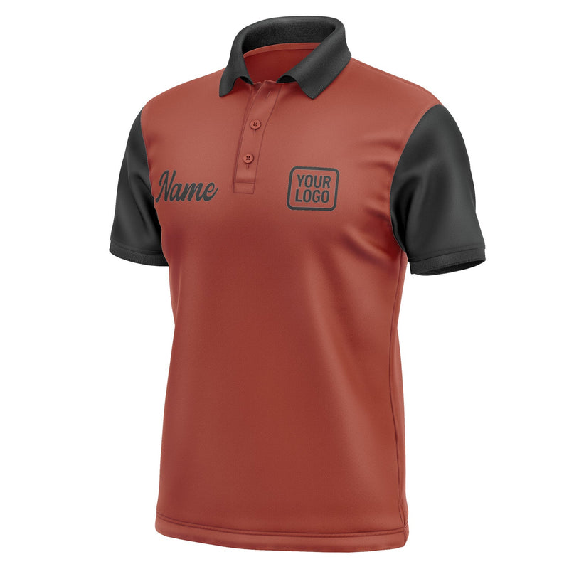Custom Coral Red Black Short-Sleeve Polo Shirt PO161717B117