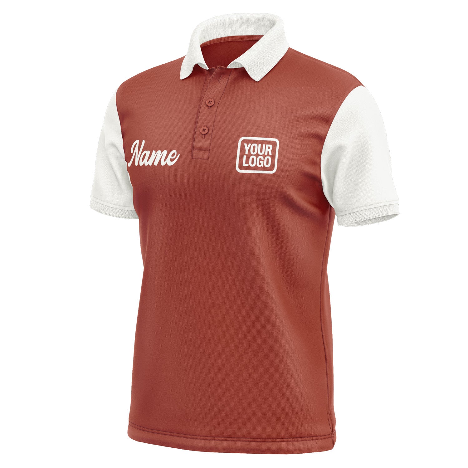 Custom Coral Red White Short-Sleeve Polo Shirt PO161818B118