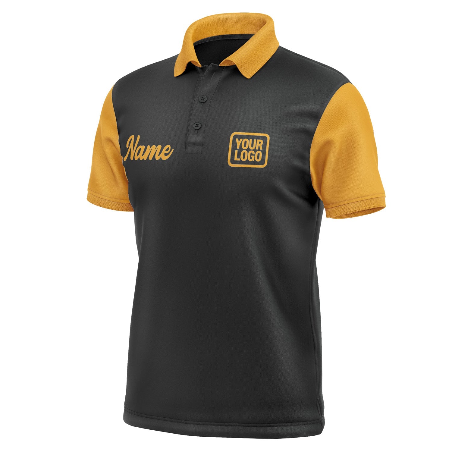 Custom Black Yellow Short-Sleeve Polo Shirt PO171919B119