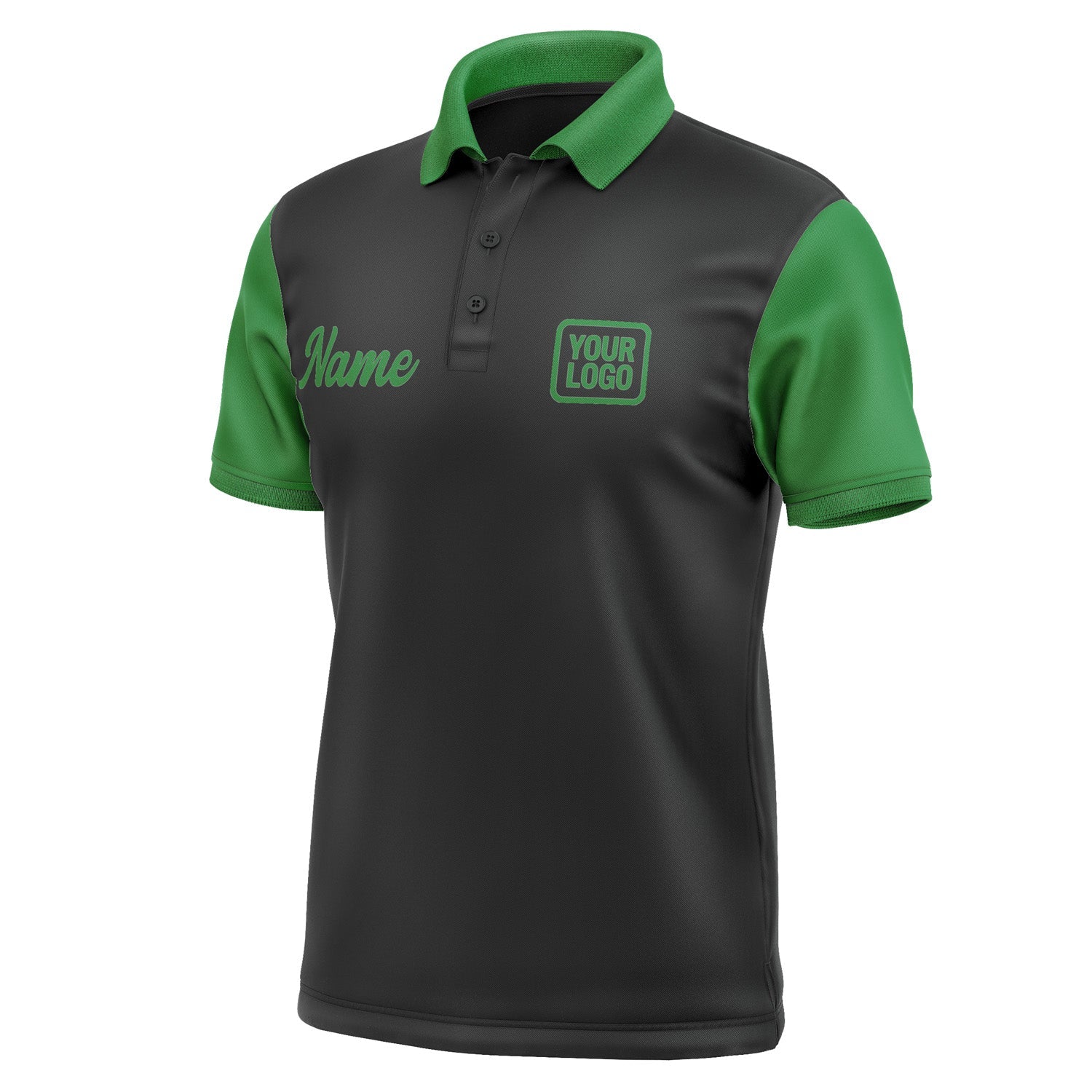 Custom Black Emerald Green Short-Sleeve Polo Shirt PO172424B124