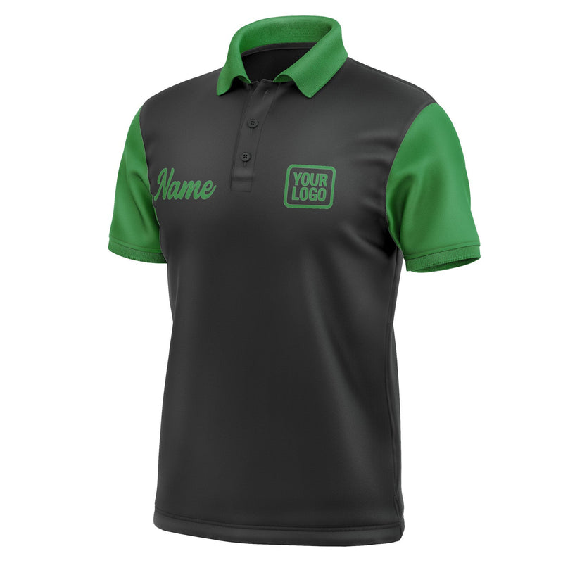 Custom Black Emerald Green Short-Sleeve Polo Shirt PO172424B124