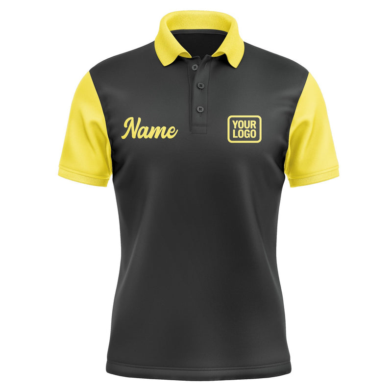 Custom Black Light Yellow Short-Sleeve Polo Shirt PO172626B126