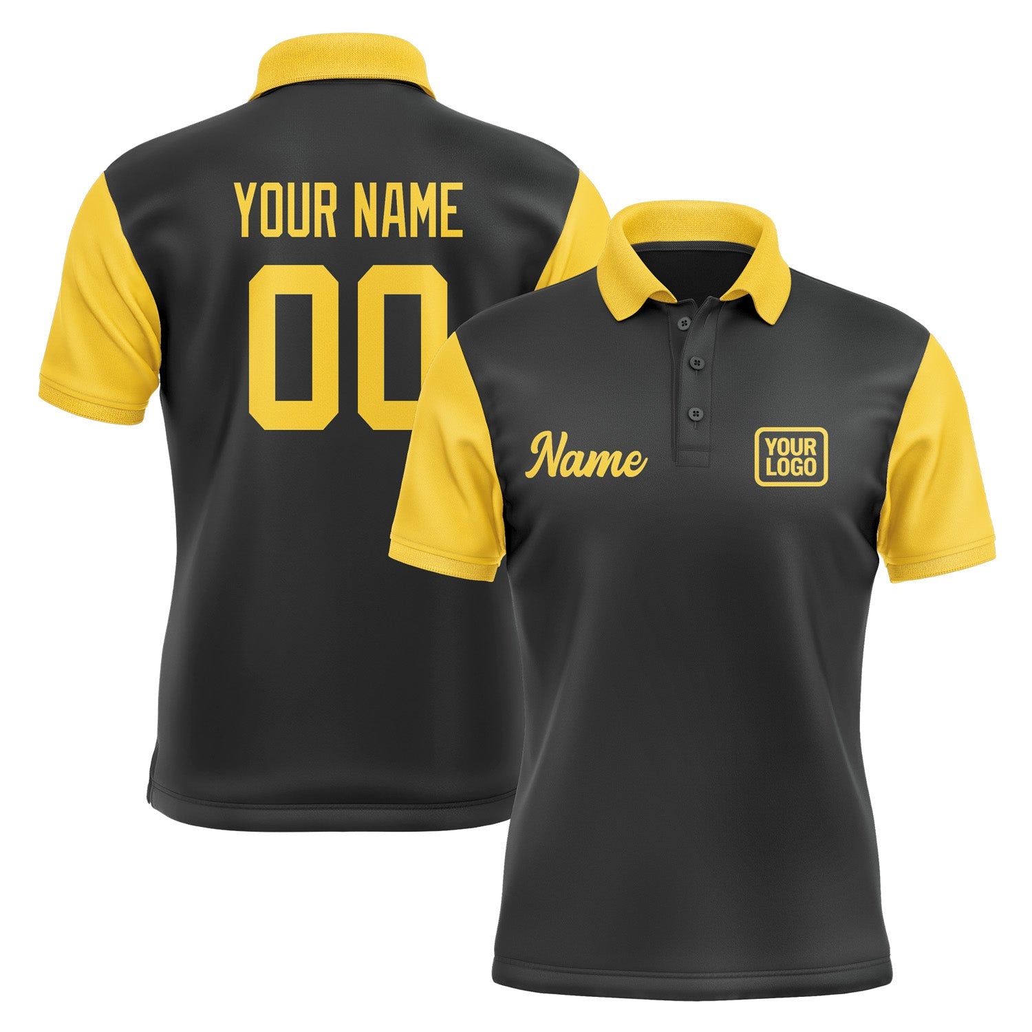Custom Black Gold Short-Sleeve Polo Shirt PO173030B130