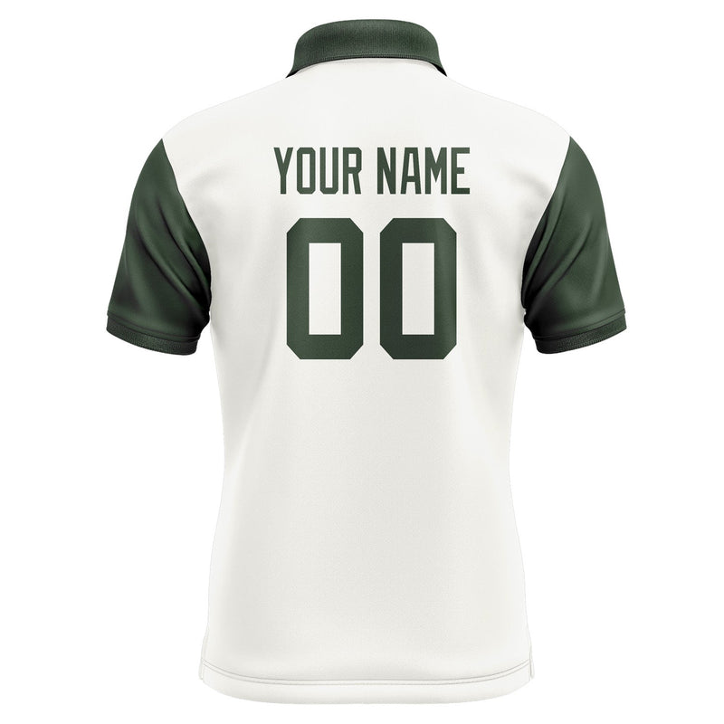 Custom White Dark Green Short-Sleeve Polo Shirt PO180606B106