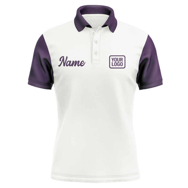 Custom White Purple Short-Sleeve Polo Shirt PO180707B107