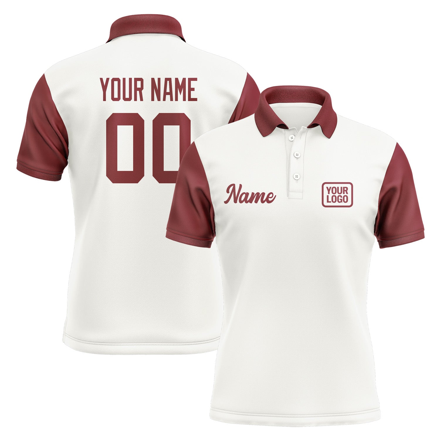 Custom White Crimson Red Short-Sleeve Polo Shirt PO181515B115