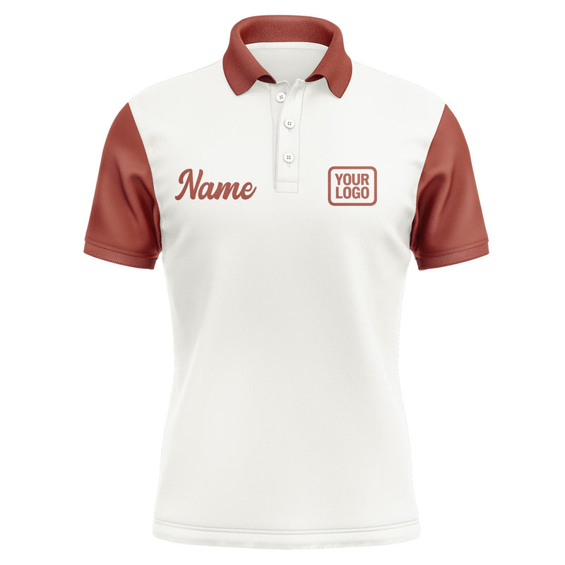 Custom White Coral Red Short-Sleeve Polo Shirt PO181616B116