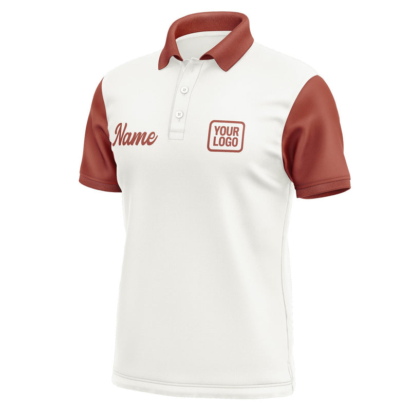 Custom White Coral Red Short-Sleeve Polo Shirt PO181616B116