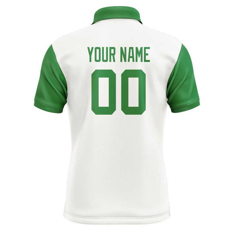 Custom White Emerald Green Short-Sleeve Polo Shirt PO182424B124
