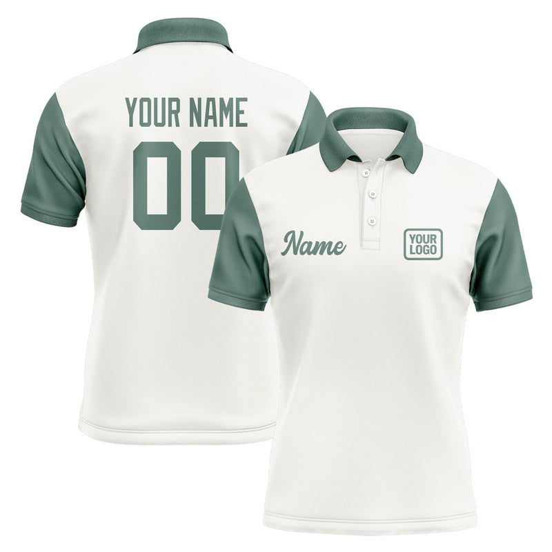 Custom White Blue Green Short-Sleeve Polo Shirt PO182727B127