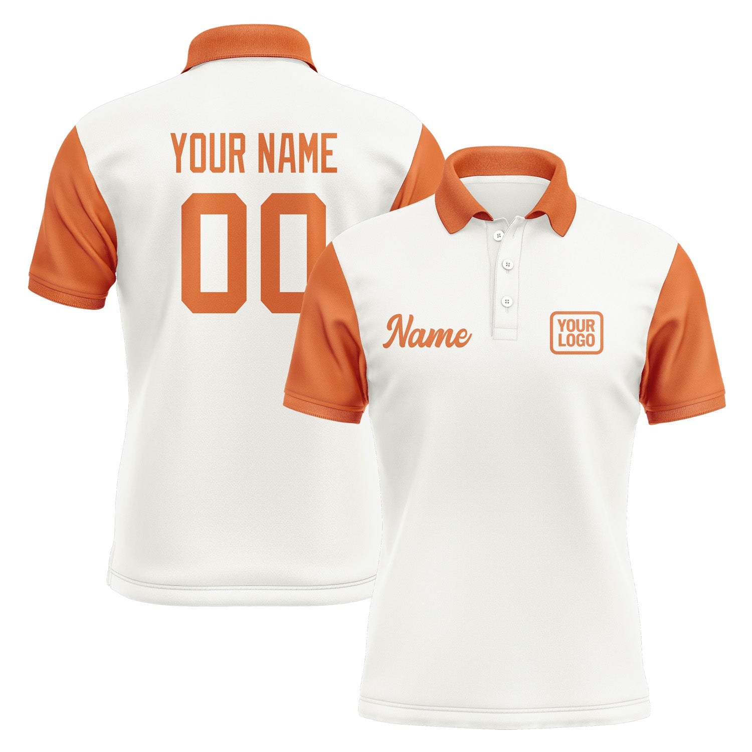 Custom White Orange Short-Sleeve Polo Shirt PO182828B128