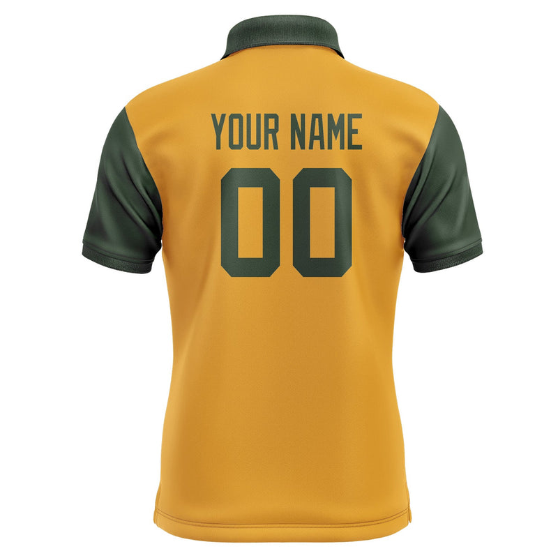 Custom Yellow Dark Green Short-Sleeve Polo Shirt PO190606B106