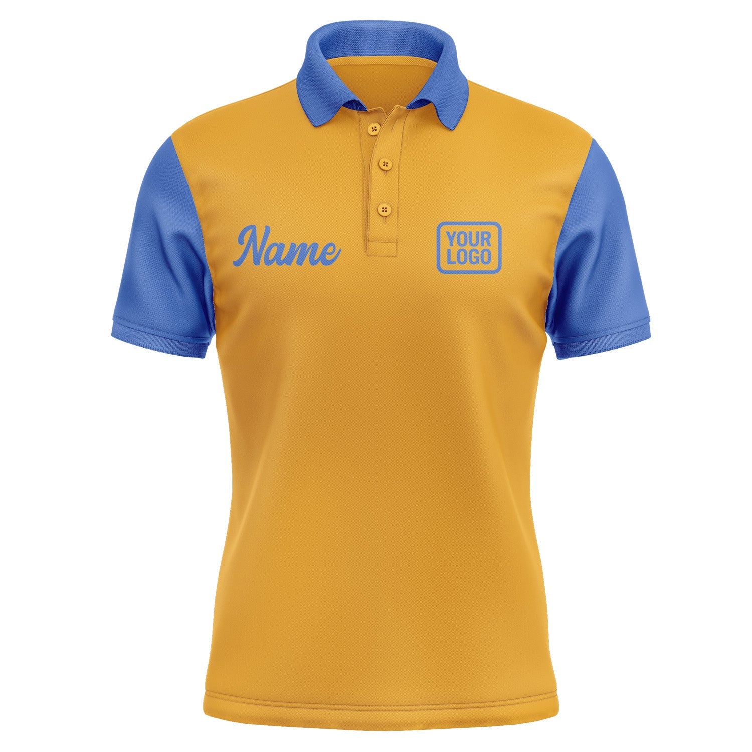 Custom Yellow Sky Blue Short-Sleeve Polo Shirt PO190909B109