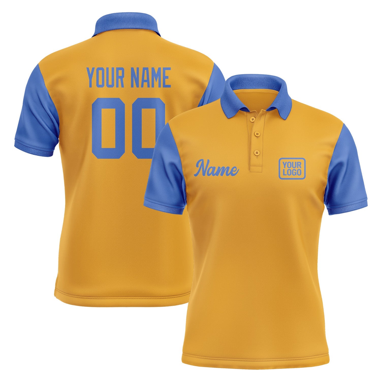 Custom Yellow Sky Blue Short-Sleeve Polo Shirt PO190909B109