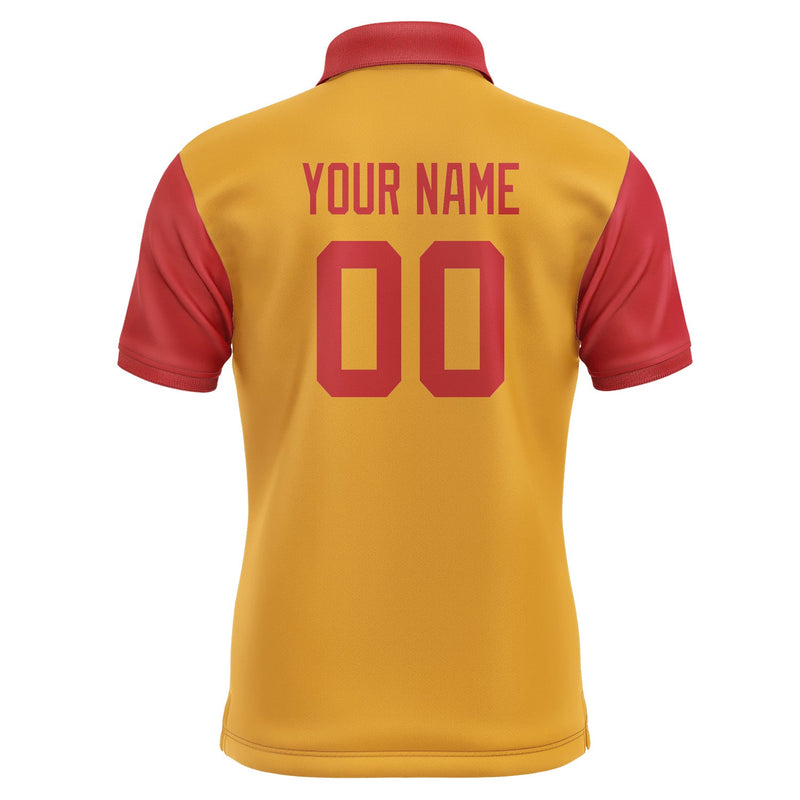 Custom Yellow Red Short-Sleeve Polo Shirt PO191414B114