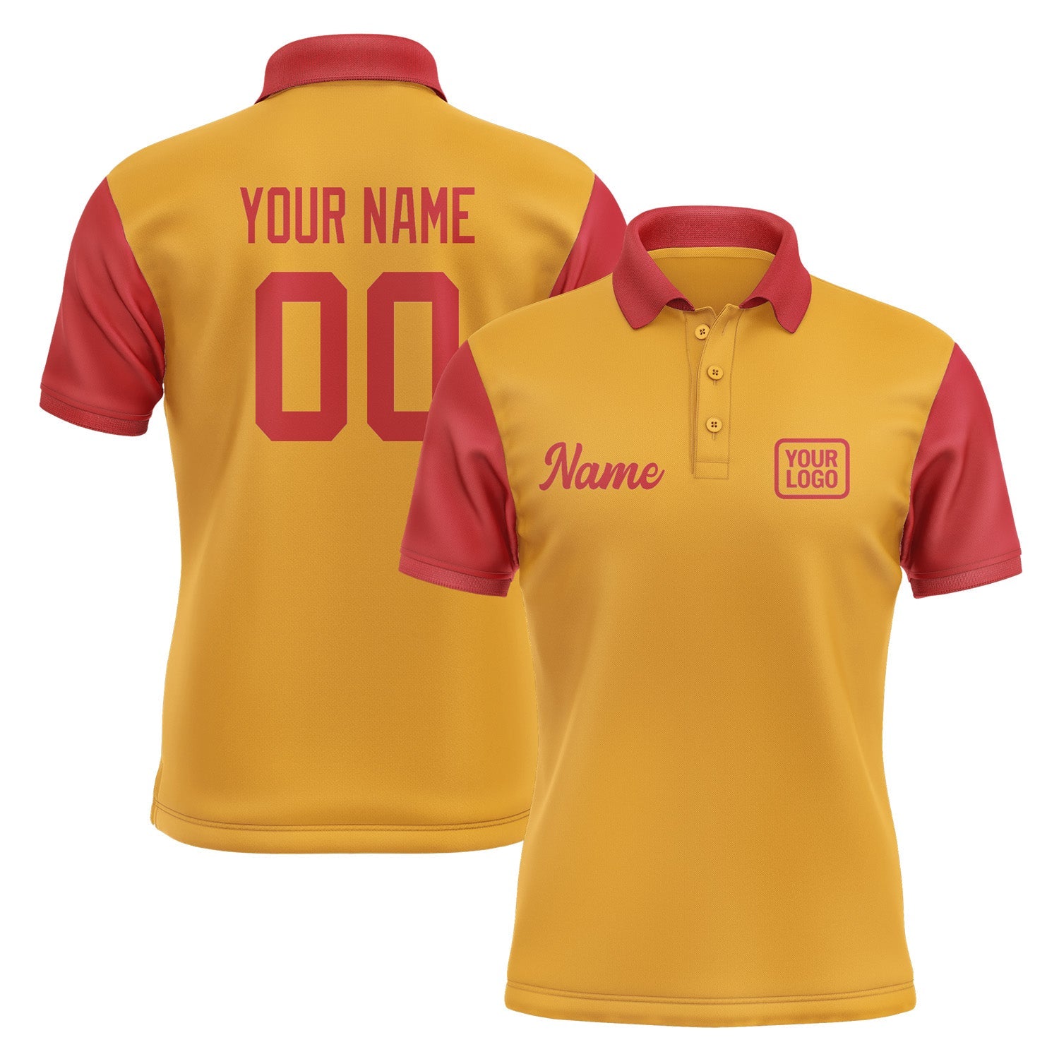 Custom Yellow Red Short-Sleeve Polo Shirt PO191414B114