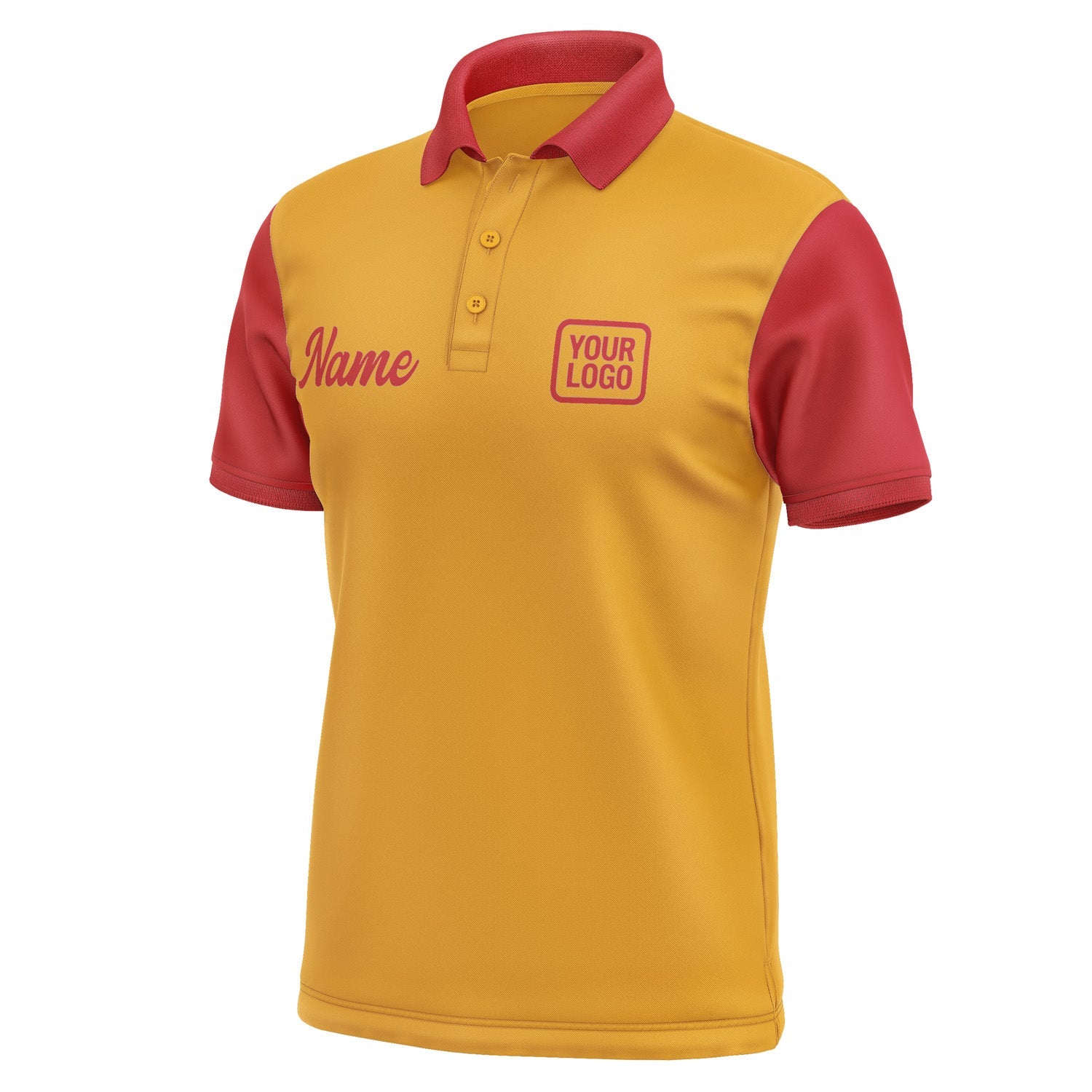 Custom Yellow Red Short-Sleeve Polo Shirt PO191414B114