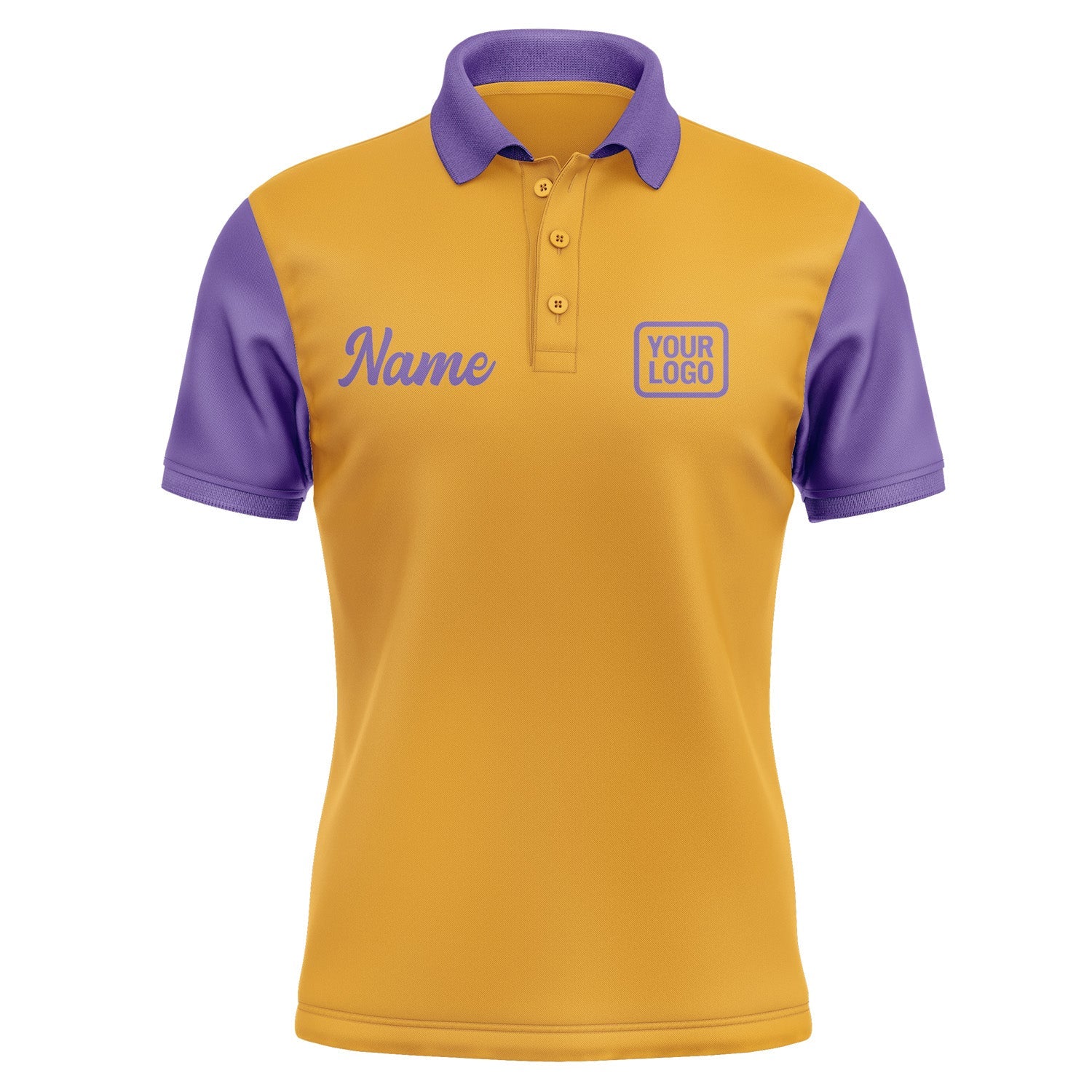 Custom Yellow Light Purple Short-Sleeve Polo Shirt PO192323B123