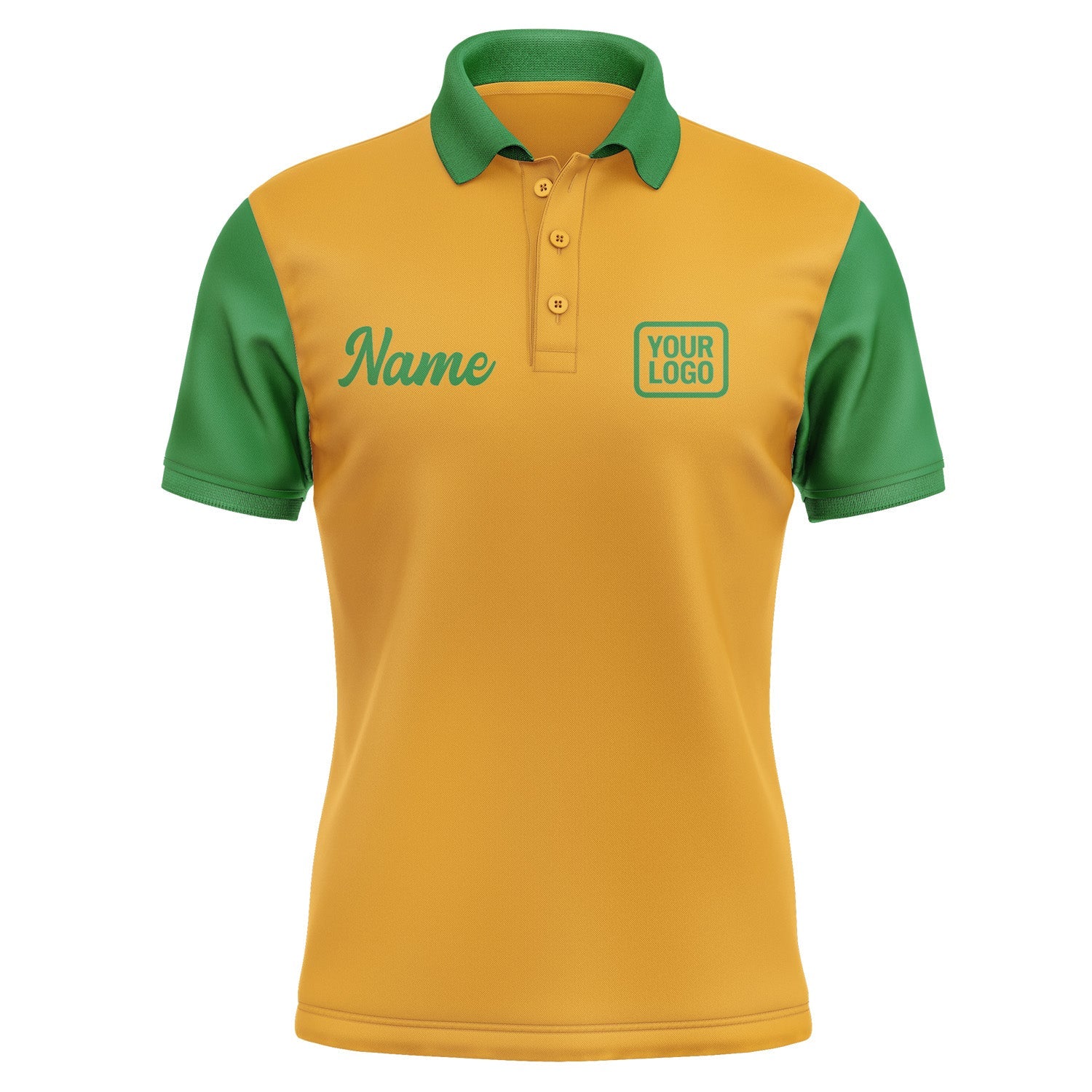 Custom Yellow Emerald Green Short-Sleeve Polo Shirt PO192424B124