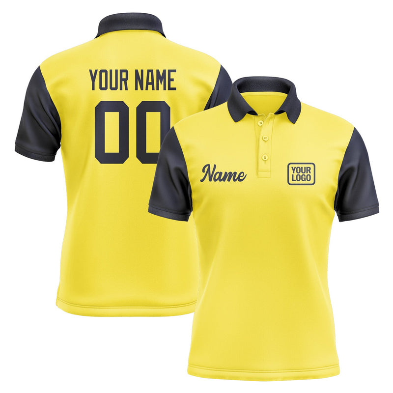 Custom Light Yellow Navy Short-Sleeve Polo Shirt PO261111B111