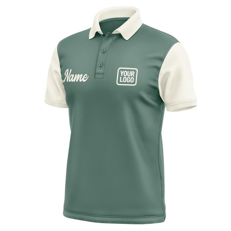 Custom Blue Green Cream Short-Sleeve Polo Shirt PO270303B103
