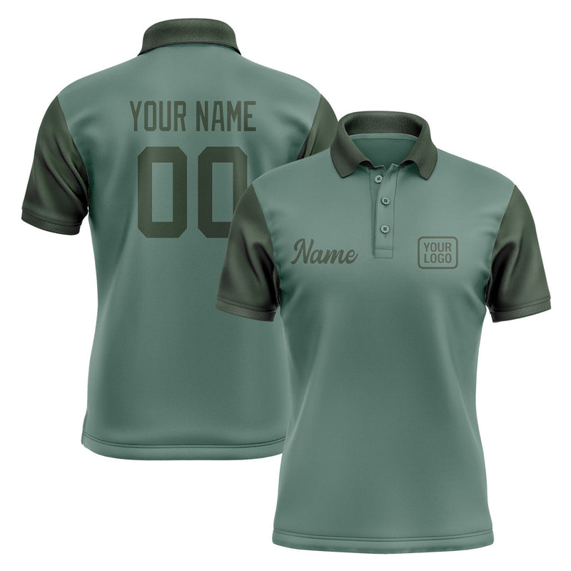 Custom Blue Green Dark Green Short-Sleeve Polo Shirt PO270606B106