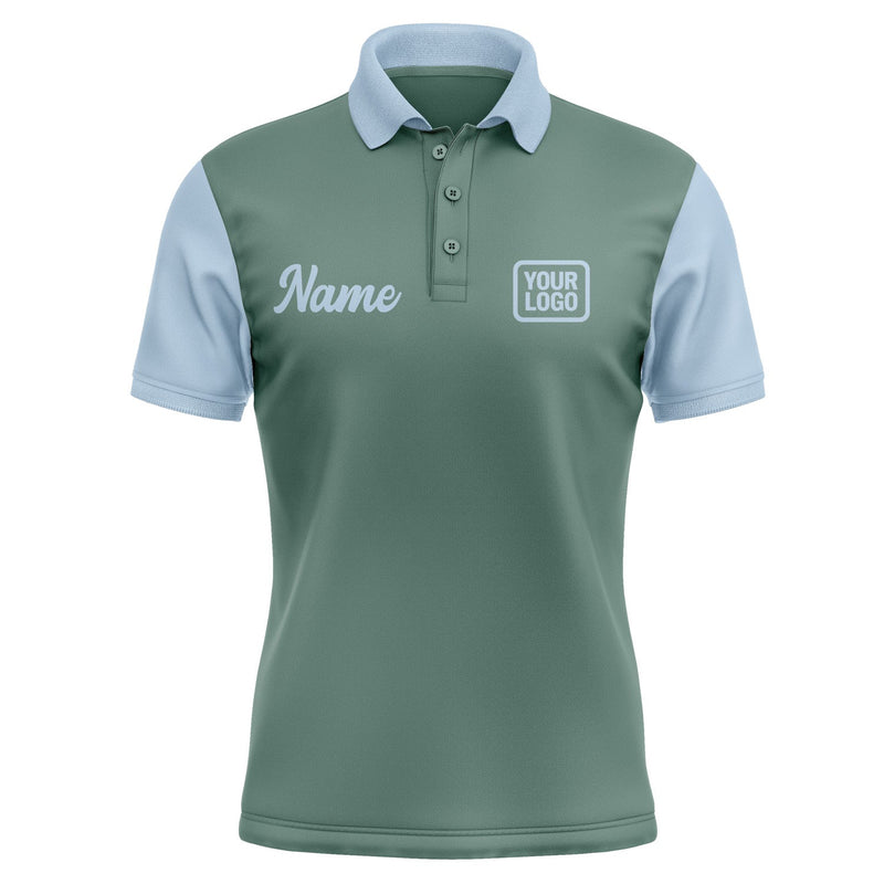 Custom Blue Green Light Blue Short-Sleeve Polo Shirt PO270808B108