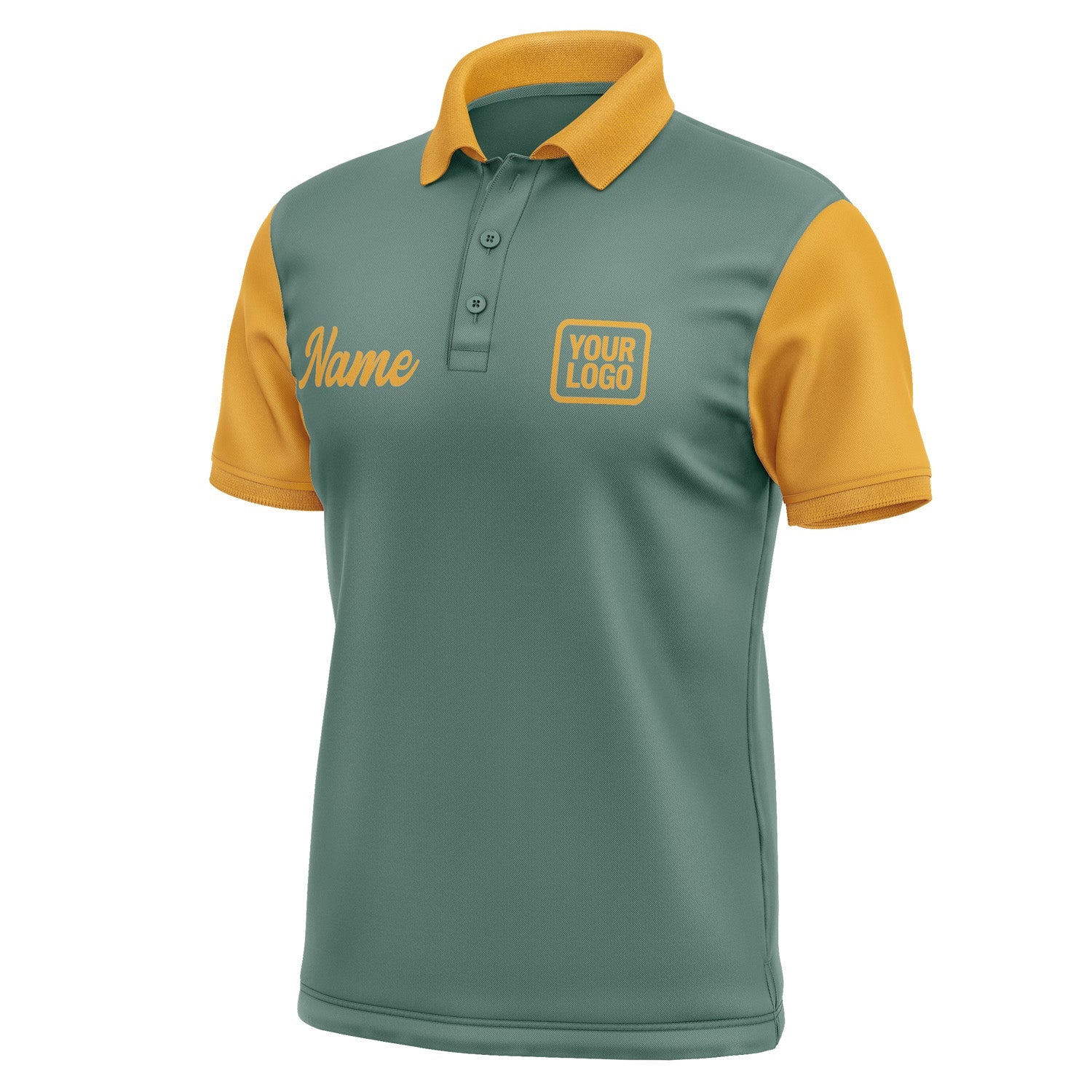 Custom Blue Green Yellow Short-Sleeve Polo Shirt PO271919B119