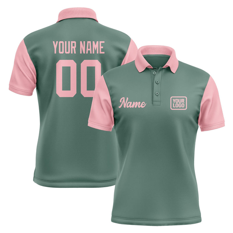 Custom Blue Green Light Pink Short-Sleeve Polo Shirt PO272121B121