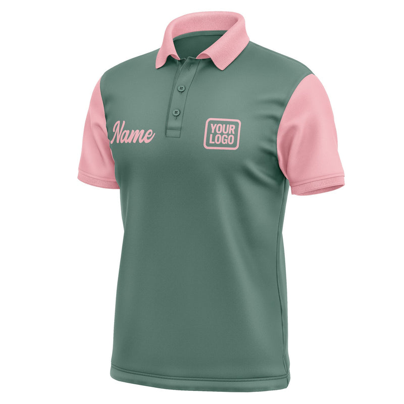 Custom Blue Green Light Pink Short-Sleeve Polo Shirt PO272121B121