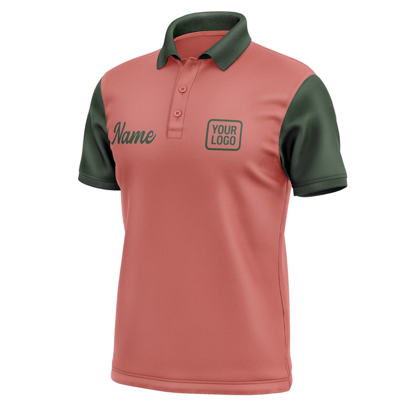 Custom Copper Rose Dark Green Short-Sleeve Polo Shirt PO290606B106