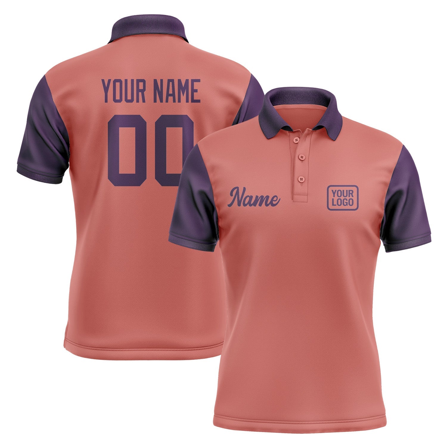 Custom Copper Rose Purple Short-Sleeve Polo Shirt PO290707B107