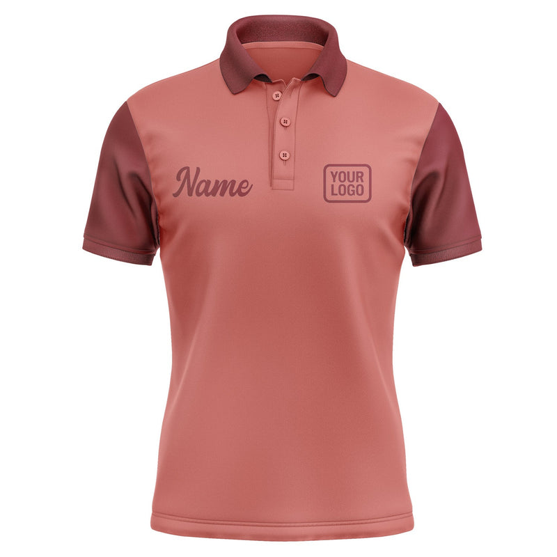 Custom Copper Rose Crimson Red Short-Sleeve Polo Shirt PO291515B115