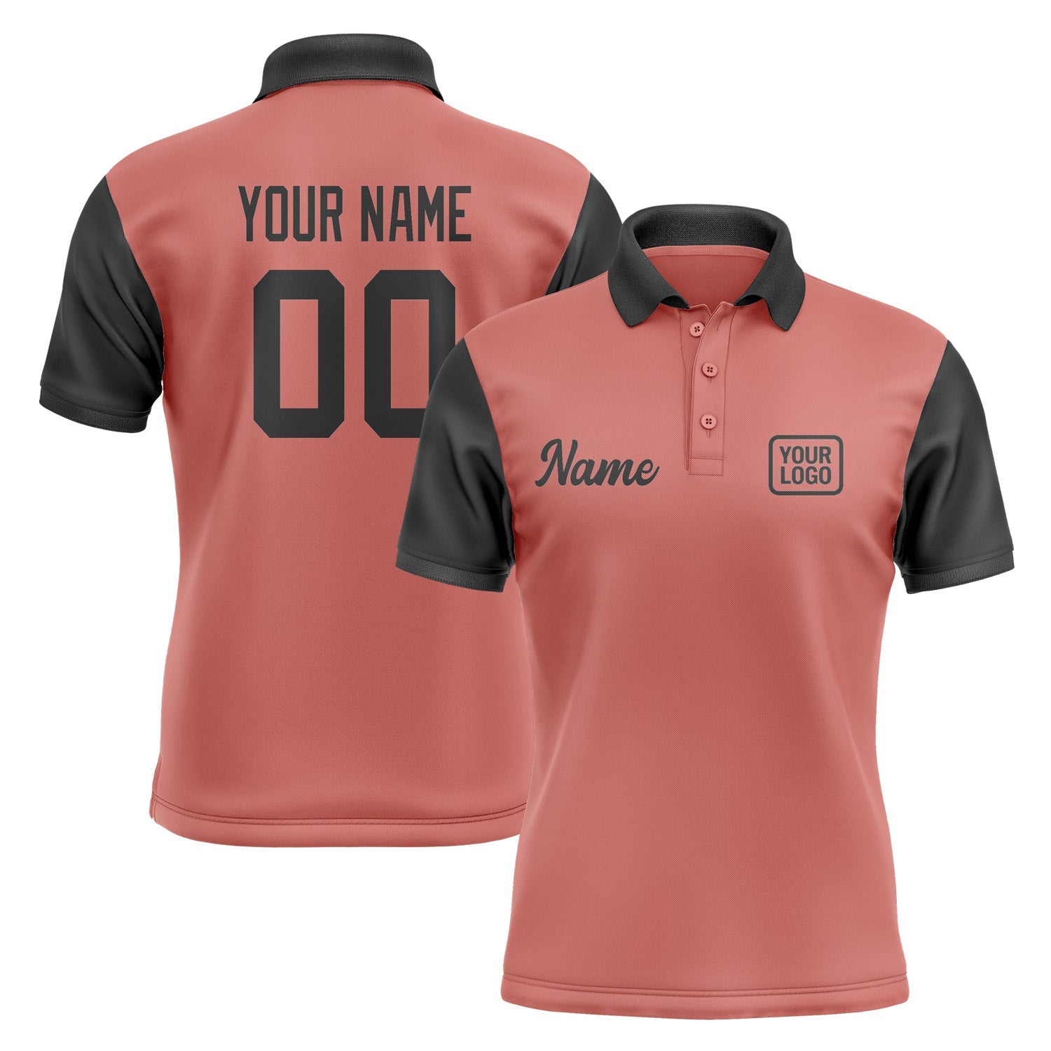 Custom Copper Rose Black Short-Sleeve Polo Shirt PO291717B117