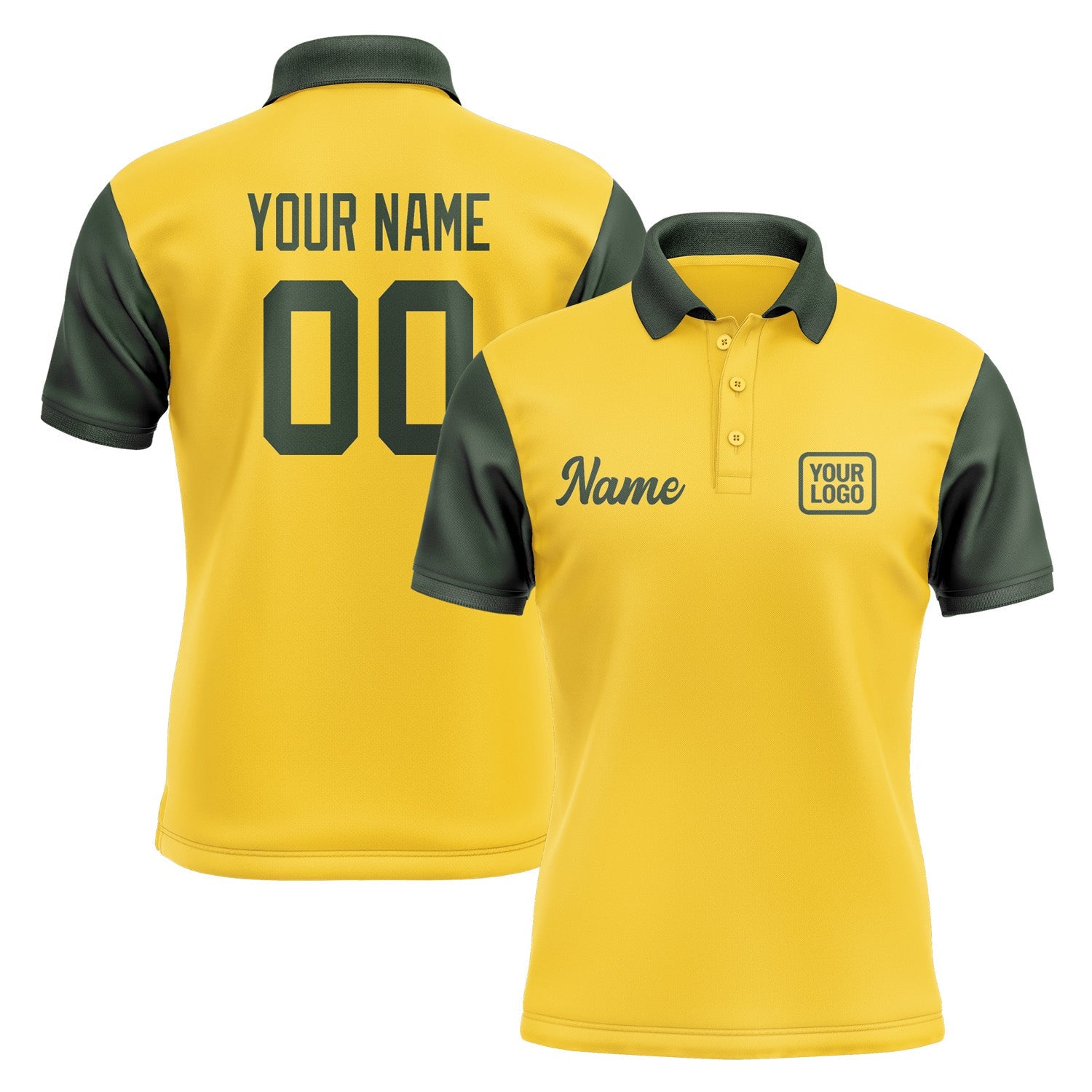 Custom Gold Dark Green Short-Sleeve Polo Shirt PO300606B106