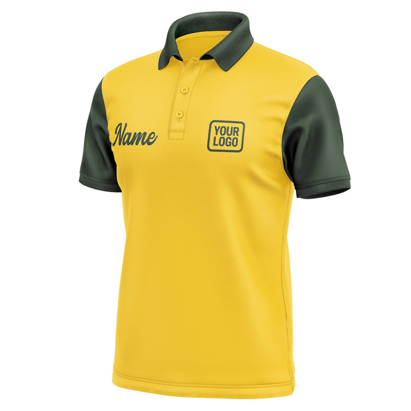 Custom Gold Dark Green Short-Sleeve Polo Shirt PO300606B106