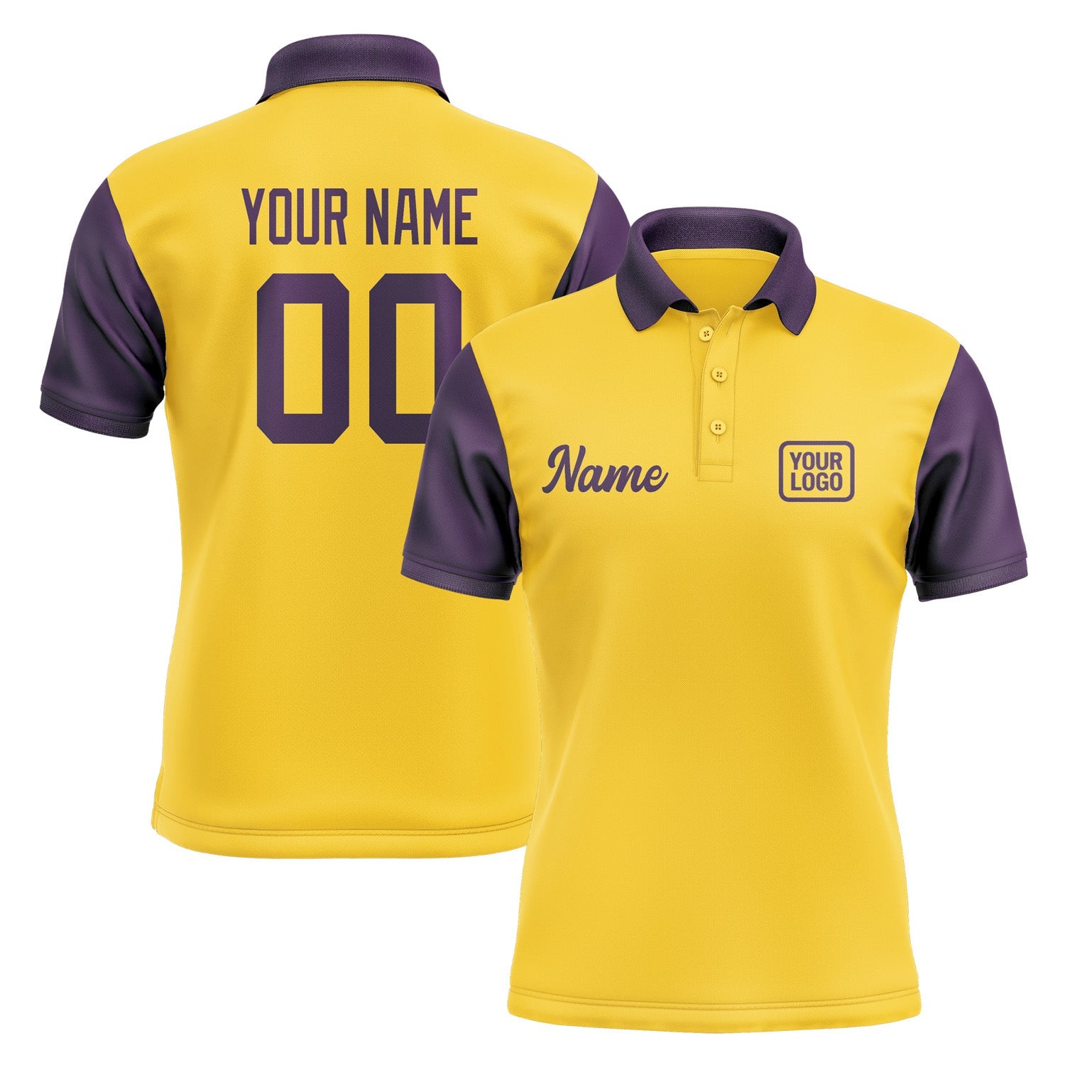 Custom Gold Purple Short-Sleeve Polo Shirt PO300707B107