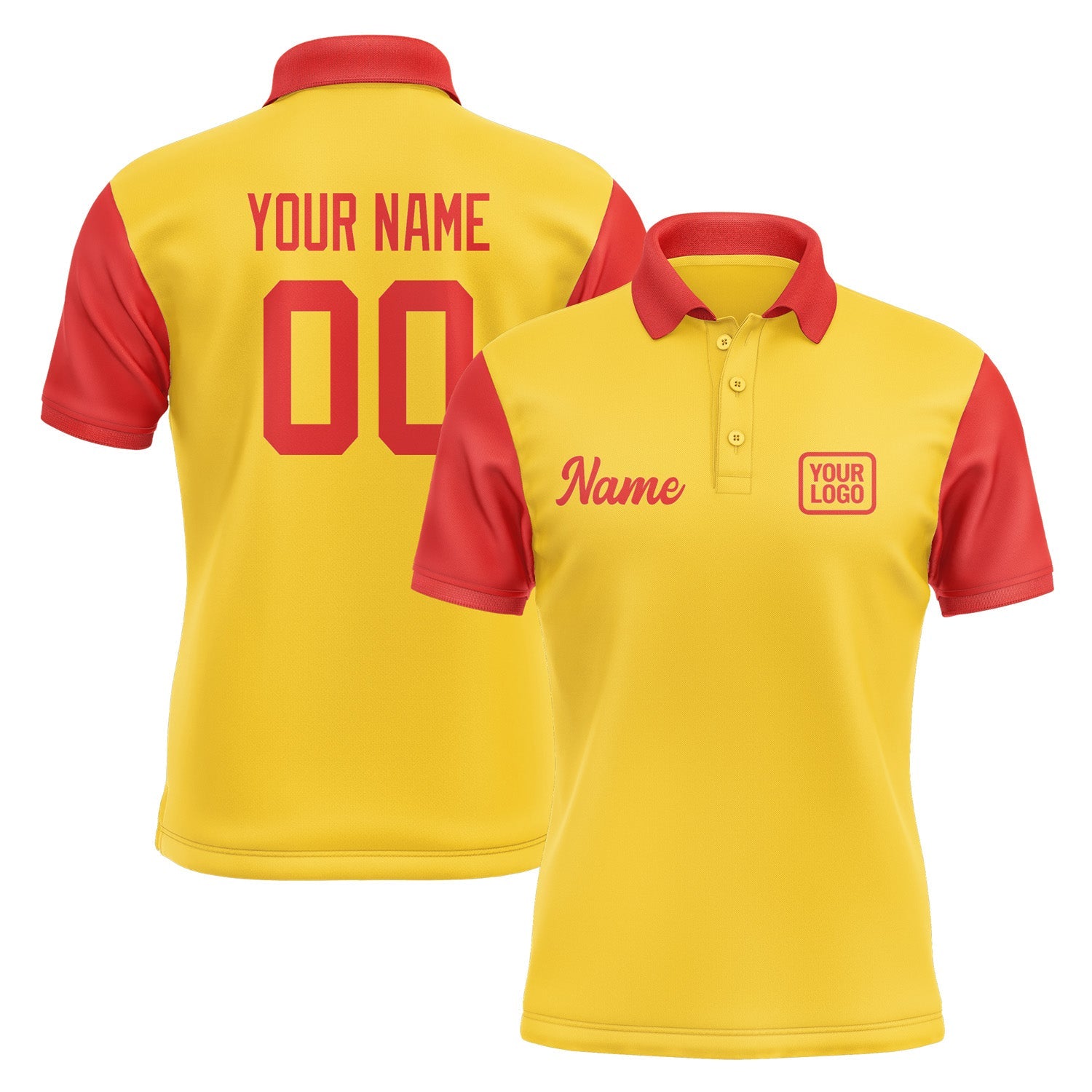 Custom Gold Orange Red Short-Sleeve Polo Shirt PO301212B112