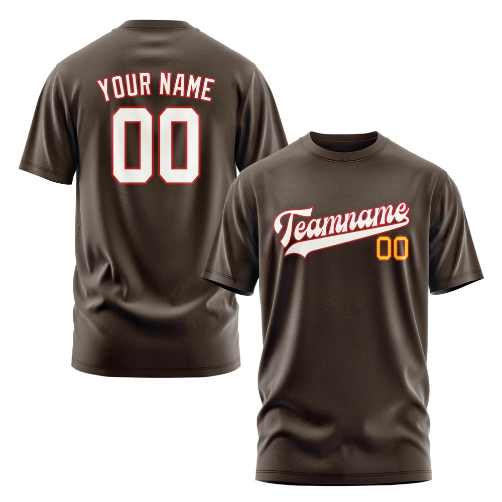 Custom Brown White T-Shirt