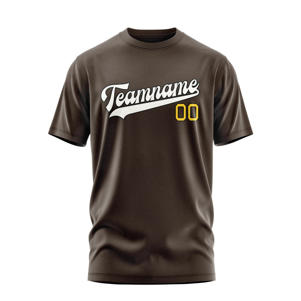 Custom Brown White T-Shirt