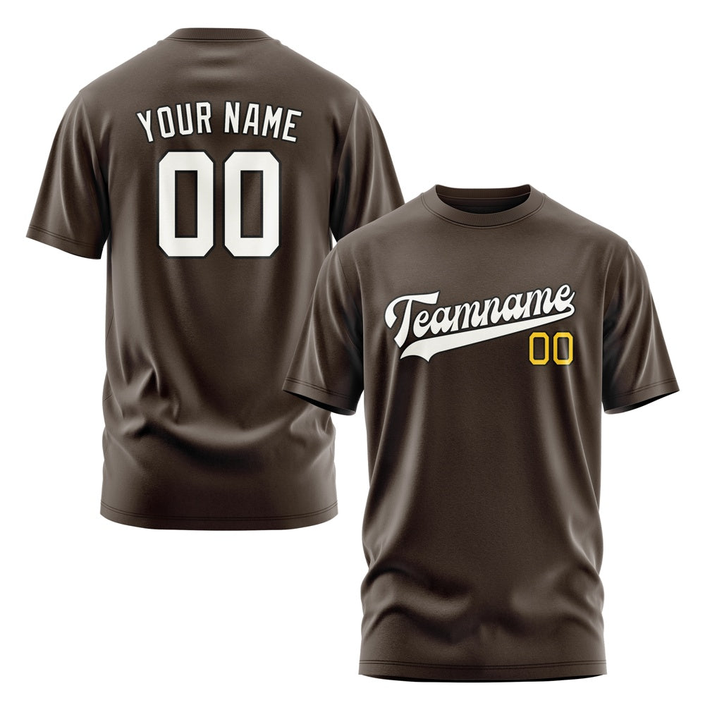 Custom Brown White T-Shirt