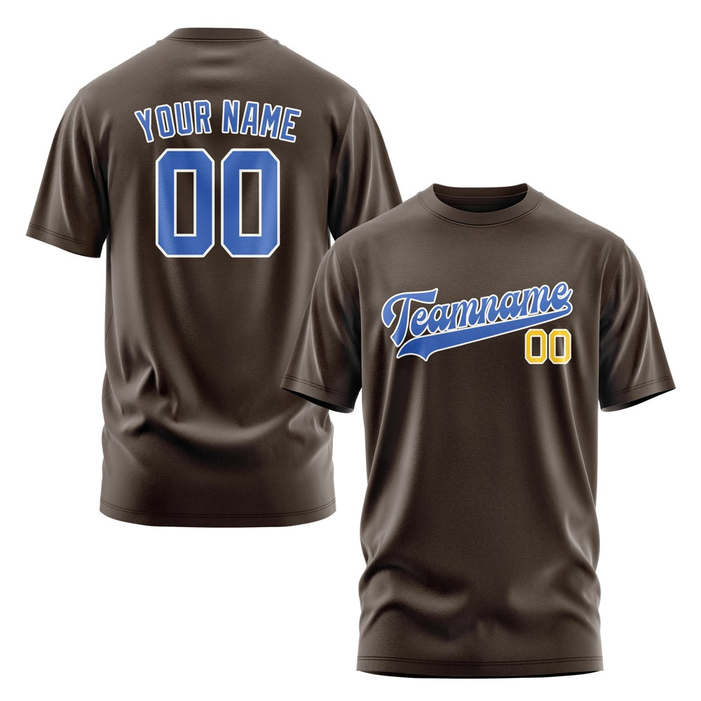 Custom Brown Sky Blue T-Shirt