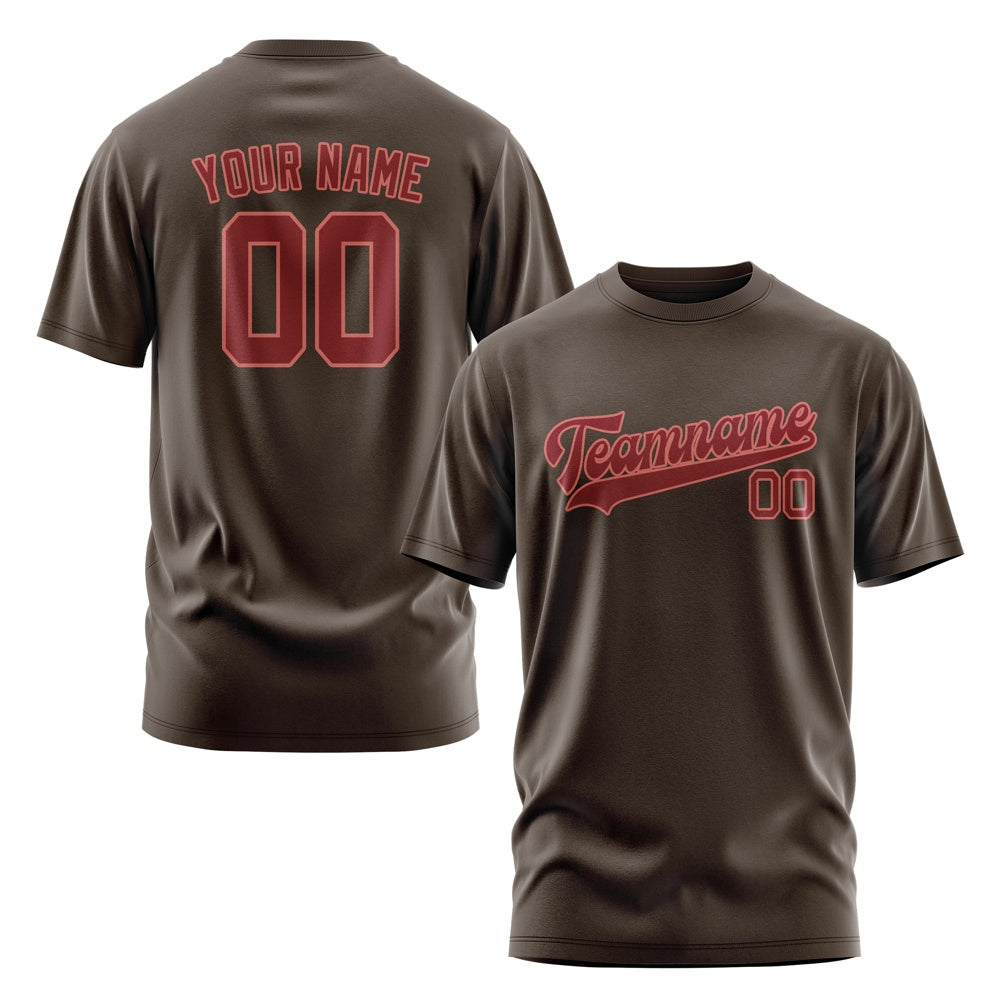 Custom Brown Crimson Red T-Shirt