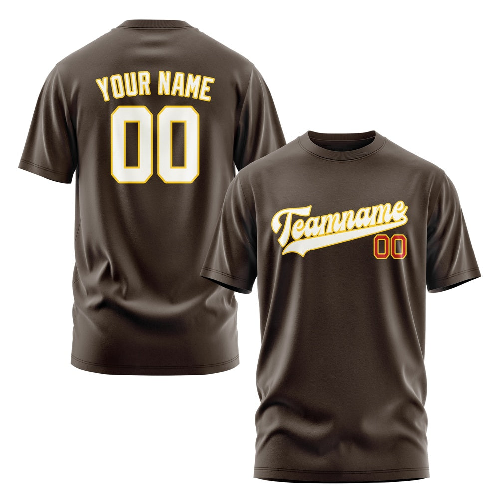 Custom Brown White T-Shirt