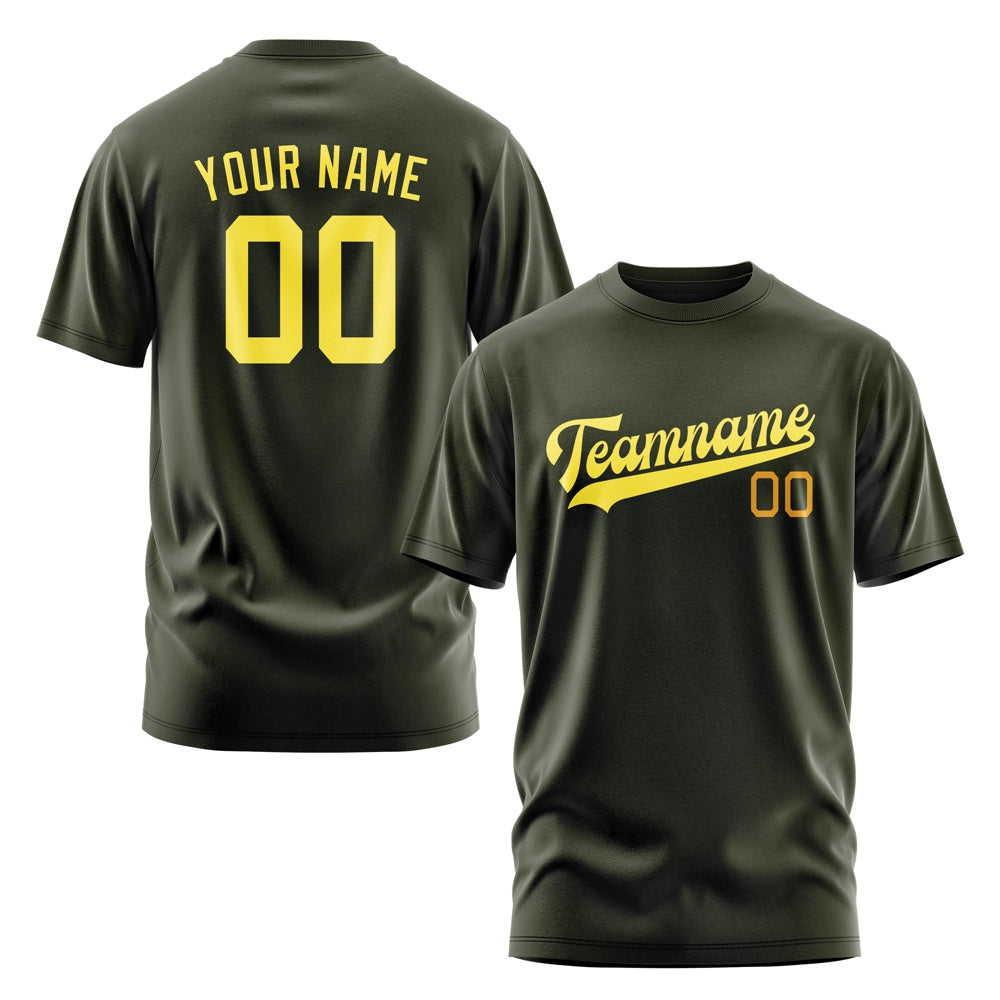 Custom Olive Light Yellow T-Shirt