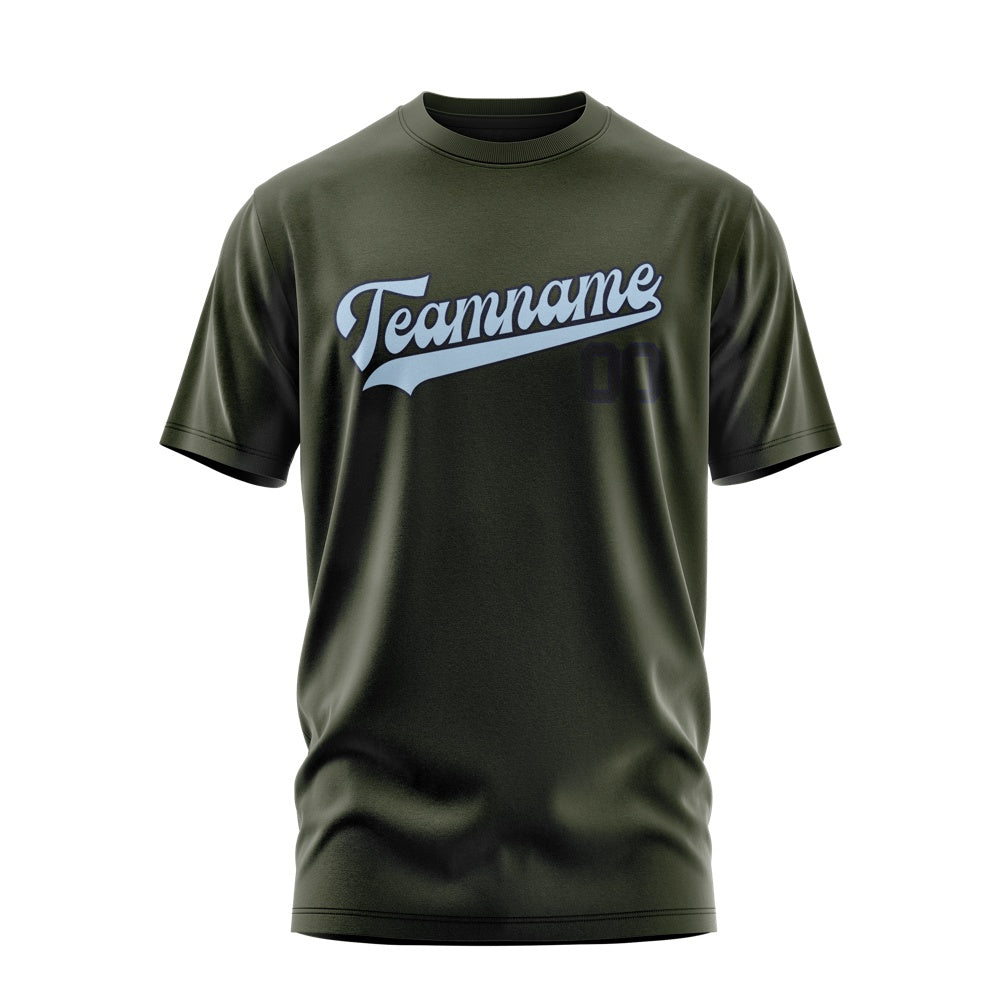 Custom Olive Light Blue T-Shirt