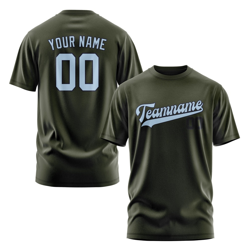Custom Olive Light Blue T-Shirt