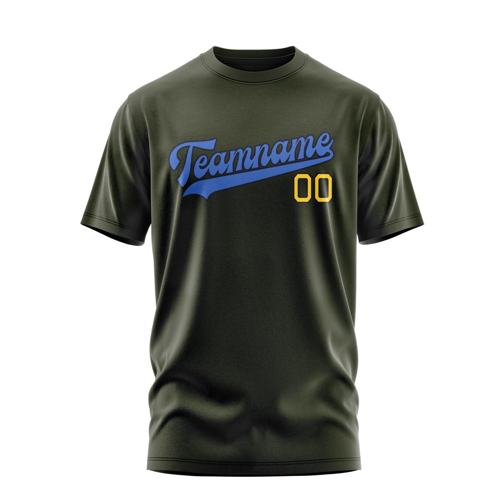Custom Olive Sky Blue T-Shirt
