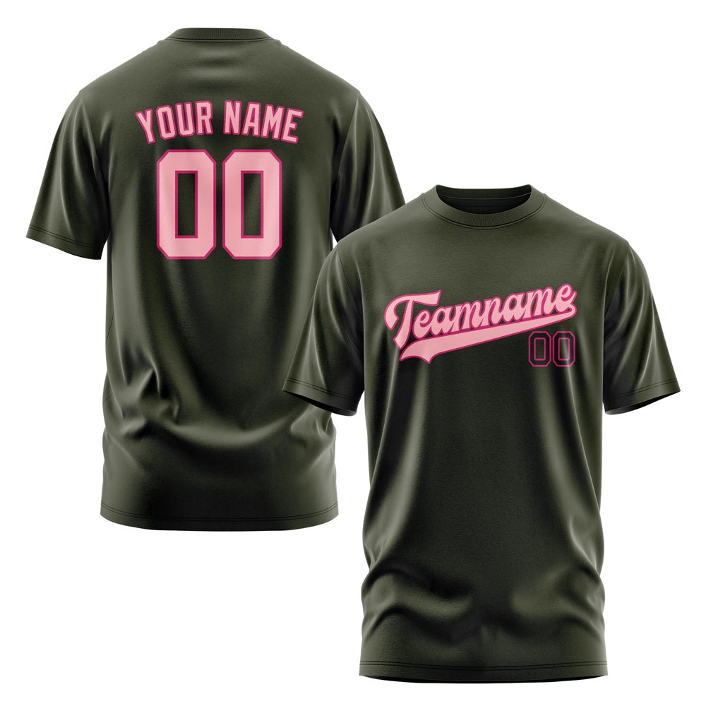 Custom Olive Light Pink T-Shirt